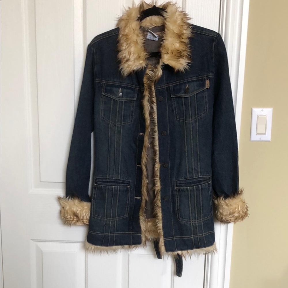 Billabong Women's Faux Fur Trim Denim Jacket